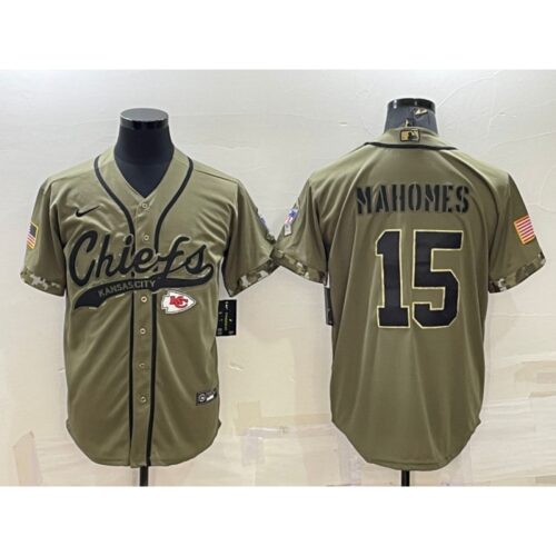68620576e5e74_1 Men's Kansas City Chiefs #15 Patrick Mahomes 2022 Olive Salute to Service Cool Base Stitched Baseball Jersey