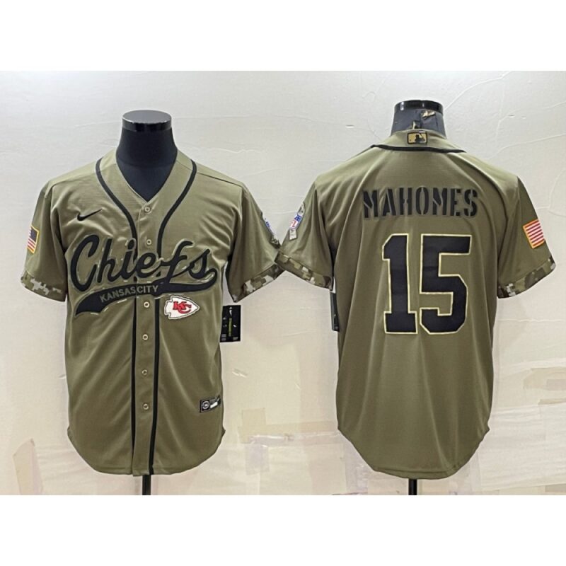 68620576e5e74_1 Men's Kansas City Chiefs #15 Patrick Mahomes 2022 Olive Salute to Service Cool Base Stitched Baseball Jersey