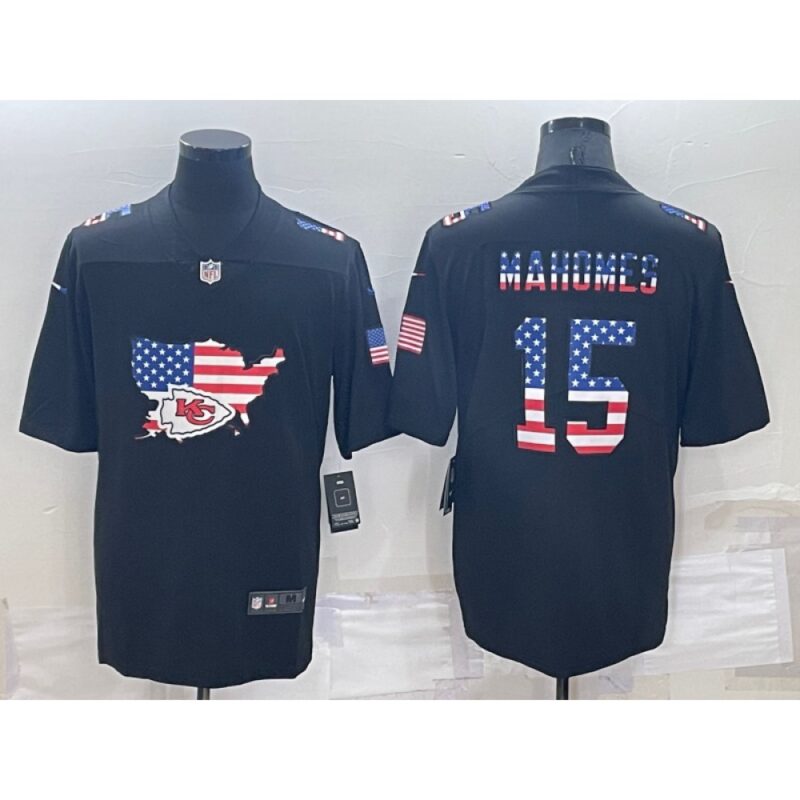 686205d4ebe55_1 Men's Kansas City Chiefs #15 Patrick Mahomes Black USA Flag Limited Stitched Jersey