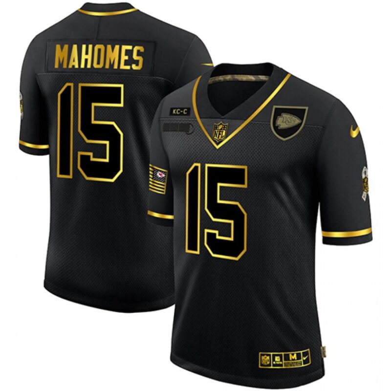 686205e7873e9_1 Men's Kansas City Chiefs #15 Patrick Mahomes Black/Gold Salute To service Limited Stitched Jersey