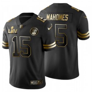686205ef34b7c_1 Men's Kansas City Chiefs #15 Patrick Mahomes Black Super Bowl LIV Golden Edition Limited Stitched Jersey