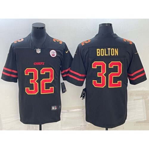 686206264b468_1 Men's Kansas City Chiefs #32 Nick Bolton Black Red Gold Vapor Untouchable Limited Stitched Jersey