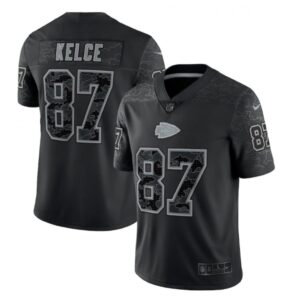6862067588d9f_1 Men's Kansas City Chiefs #87 Travis Kelce Black Reflective Limited Stitched Football Jersey