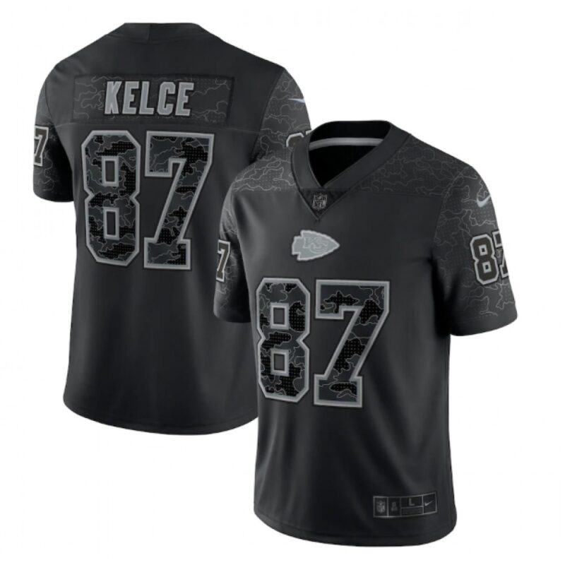 6862067588d9f_1 Men's Kansas City Chiefs #87 Travis Kelce Black Reflective Limited Stitched Football Jersey
