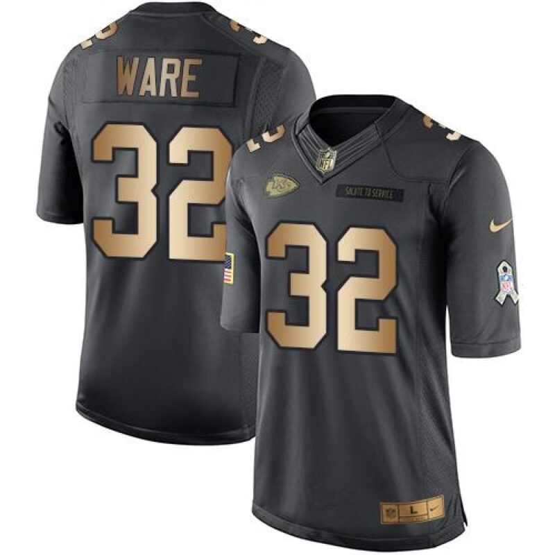 6862069d8b32a_1 Chiefs #32 Spencer Ware Black Men's Stitched NFL Limited Gold Salute To Service Jersey