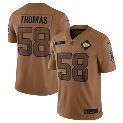 686206acc6a74_1 Men's Kansas City Chiefs #58 Derrick Thomas 2023 Brown Salute To Service Limited Stitched Jersey