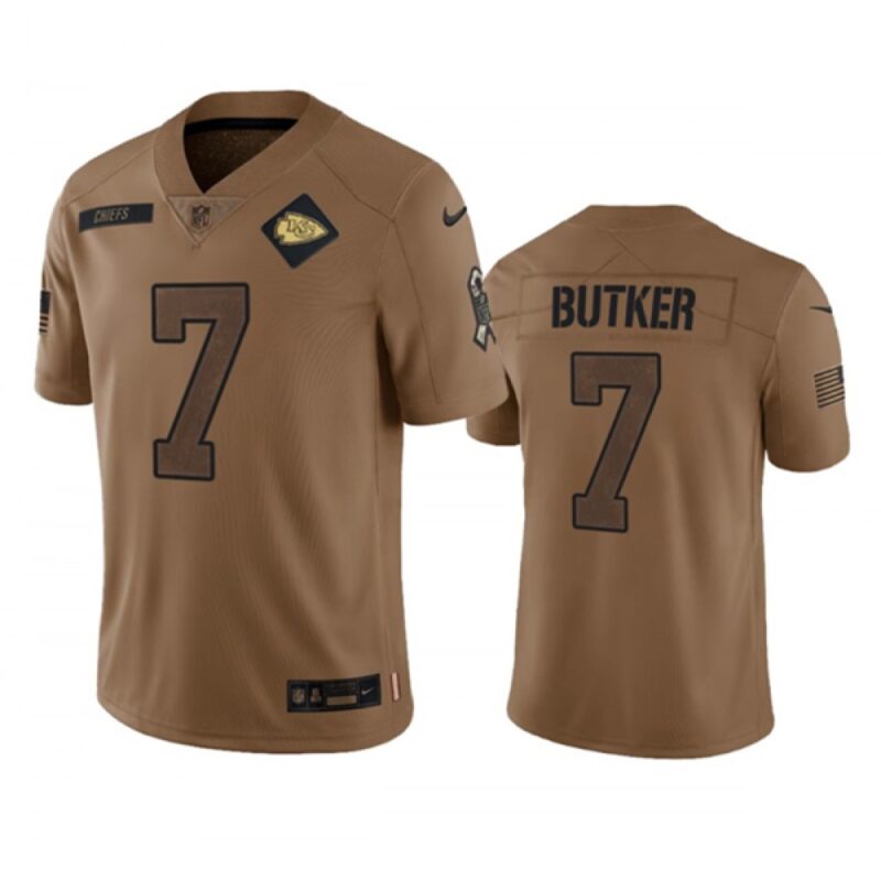 686206b03ecb2_1 Men's Kansas City Chiefs #7 Harrison Butker 2023 Brown Salute To Service Limited Stitched Jersey
