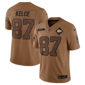 686206b46b86b_1 Men's Kansas City Chiefs #87 Travis Kelce 2023 Brown Salute To Service Limited Stitched Jersey