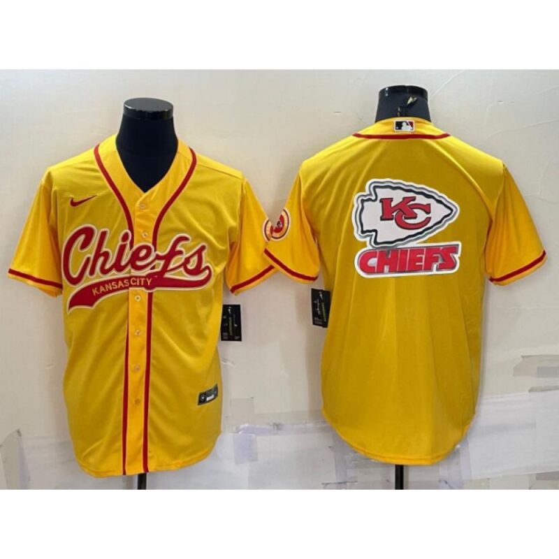 686206e17cc52_1 Men's Kansas City Chiefs Gold Team Big Logo With Patch Cool Base Stitched Baseball Jersey