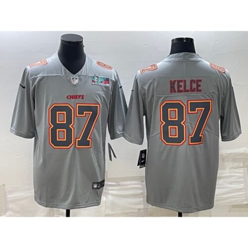 686206fd25959_1 Men's Kansas City Chiefs #87 Travis Kelce Gray Super Bowl LVII Patch Atmosphere Fashion Stitched Jersey