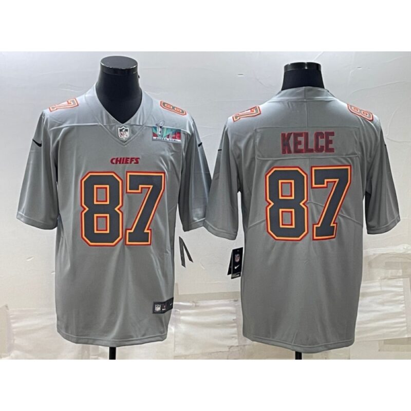 686206fd25959_1 Men's Kansas City Chiefs #87 Travis Kelce Gray Super Bowl LVII Patch Atmosphere Fashion Stitched Jersey