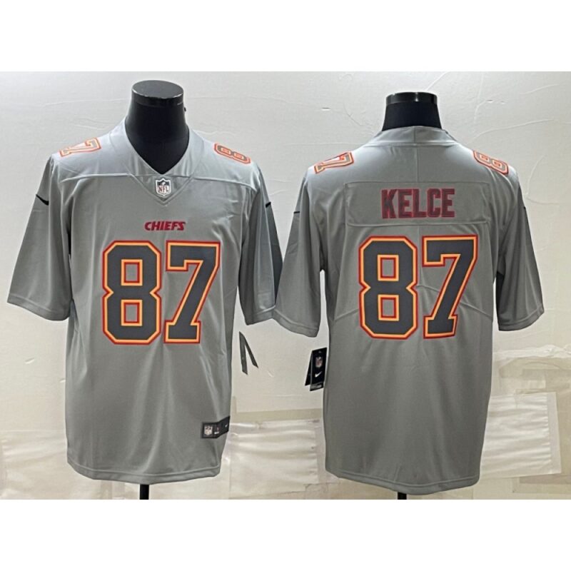 68620700877ab_1 Men's Kansas City Chiefs #87 Travis Kelce Gray Atmosphere Fashion Stitched Jersey