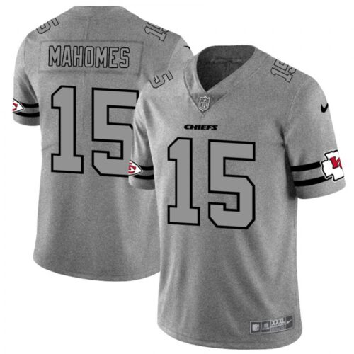 6862070e3e744_1 Men's Kansas City Chiefs #15 Patrick Mahomes 2019 Gray Gridiron Team Logo Limited Stitched NFL Jersey