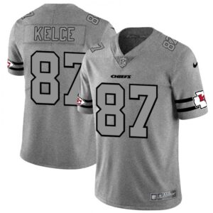 686207256d2b7_1 Men's Kansas City Chiefs #87 Travis Kelce 2019 Gray Gridiron Team Logo Limited Stitched NFL Jersey