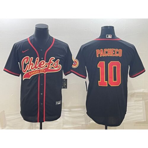 68620754e7186_1 Men's Kansas City Chiefs #10 Isiah Pacheco Black With Patch Cool Base Stitched Baseball Jersey