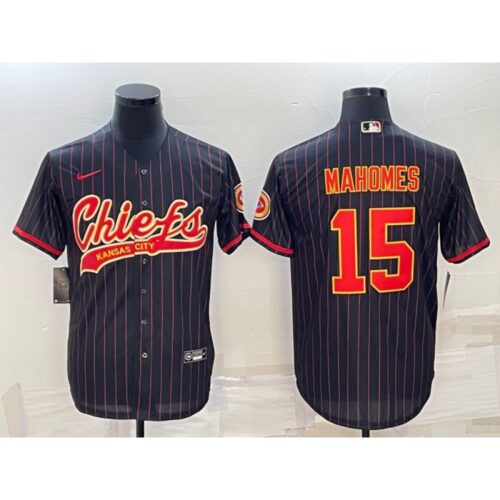 6862077bb8ffa_1 Men's Kansas City Chiefs #15 Patrick Mahomes Black With Patch Cool Base Stitched Baseball Jersey