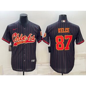 686207a0a168a_1 Men's Kansas City Chiefs #87 Travis Kelce Black With Patch Cool Base Stitched Baseball Jersey