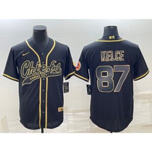 686207a58e694_1 Men's Kansas City Chiefs #87 Travis Kelce Black Gold With Patch Cool Base Stitched Baseball Jersey