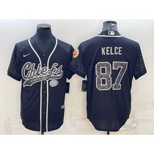 686207aa3d81c_1 Men's Kansas City Chiefs #87 Travis Kelce Black Reflective With Patch Cool Base Stitched Baseball Jersey