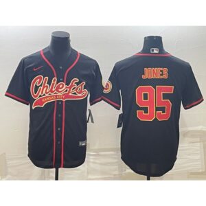 686207c3ea65f_1 Men's Kansas City Chiefs #95 Chris Jones Black With Patch Cool Base Stitched Baseball Jersey