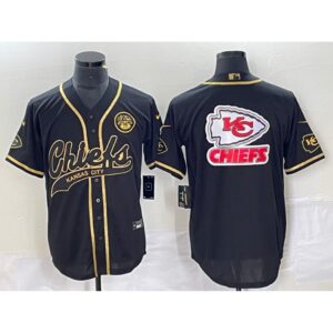 686207c88d498_1 Men's Kansas City Chiefs Black Gold Team Big Logo With Patch Cool Base Stitched Baseball Jersey