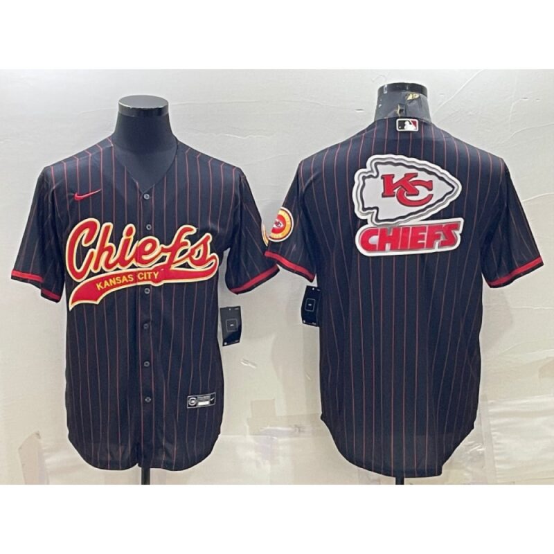 686207e9f0928_1 Men's Kansas City Chiefs Black Team Big Logo With Patch Cool Base Stitched Baseball Jersey