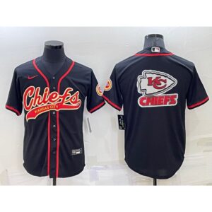 686207f10269a_1 Men's Kansas City Chiefs Black Team Big Logo With Patch Cool Base Stitched Baseball Jersey