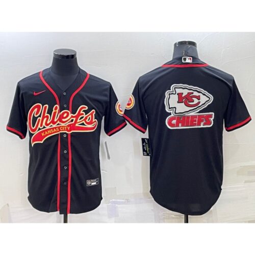 686207f10269a_1 Men's Kansas City Chiefs Black Team Big Logo With Patch Cool Base Stitched Baseball Jersey
