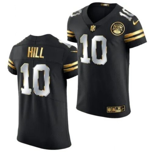 686207f7d633e_1 Men's Kansas City Chiefs #10 Tyreek Hill Black/Gold Stitched Football Jersey