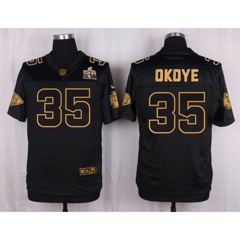 6862083077a2f_1 Chiefs #35 Christian Okoye Black Men's Stitched NFL Elite Pro Line Gold Collection Jersey