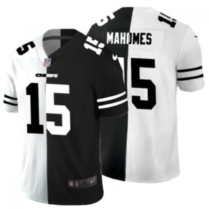 686208647b762_1 Men's Kansas City Chiefs #15 Patrick Mahomes Black & White Split Limited Stitched Jersey