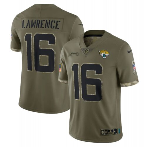 68620971a9cfe_1 Men's Jacksonville Jaguars #16 Trevor Lawrence Olive 2022 Salute To Service Limited Stitched Jersey