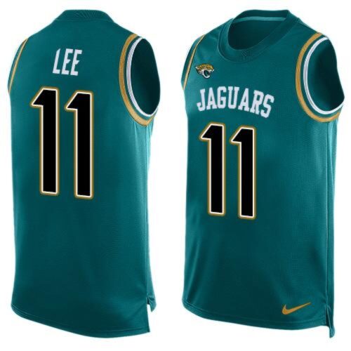 686209c424fde_1 Jaguars #11 Marqise Lee Teal Green Team Color Men's Stitched NFL Limited Tank Top Jersey
