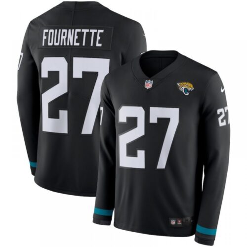 68620bbbaf924_1 Men's Jacksonville Jaguars #27 Leonard Fournette Black Therma Long Sleeve Stitched NFL Jersey