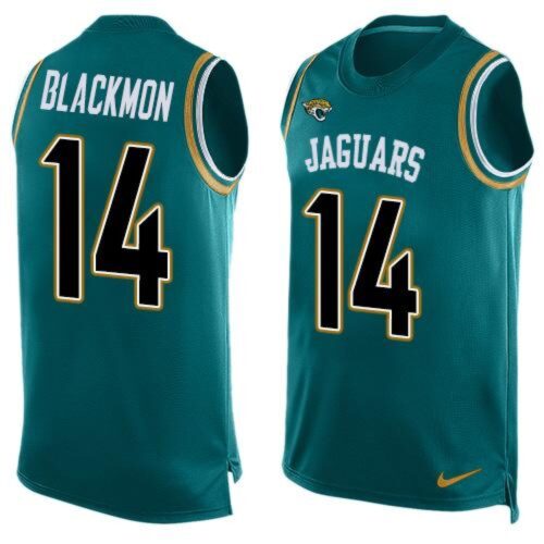 68620c0f9cafb_1 Jaguars #14 Justin Blackmon Teal Green Team Color Men's Stitched NFL Limited Tank Top Jersey
