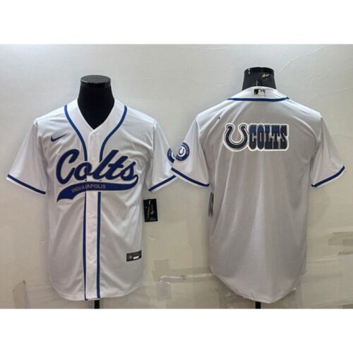 68620ca1b8f00_1 Men's Indianapolis Colts White Team Big Logo With Patch Cool Base Stitched Baseball Jersey