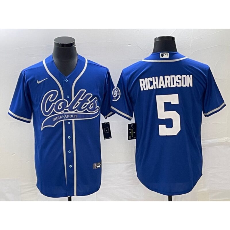 68620d327df22_1 Men's Indianapolis Colts #5 Anthony Richardson Royal Cool Base Stitched Baseball Jersey