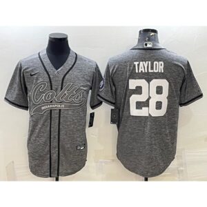 68620e6de11f1_1 Men's Indianapolis Colts #28 Jonathan Taylor Grey With Patch Cool Base Stitched Baseball Jersey