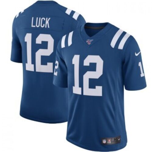 68620f438bfee_1 Men's Indianapolis Colts #12 Andrew Luck Blue 2019 100th Season Vapor Untouchable Limited Stitched NFL Jersey