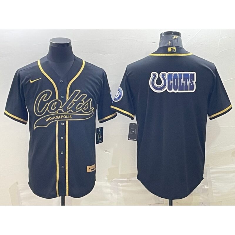 686210123fd35_1 Men's Indianapolis Colts Black Gold Team Big Logo With Patch Cool Base Stitched Baseball Jersey