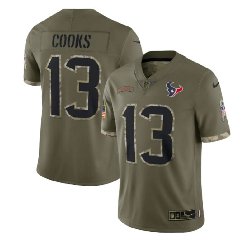 6862105c172b6_1 Men's Houston Texans #13 Brandin Cooks Olive 2022 Salute To Service Limited Stitched Jersey