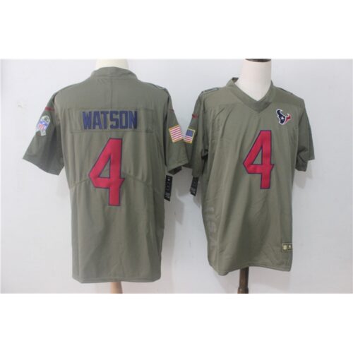 6862106625622_1 Men's Houston Texans #4 Deshaun Watson Olive Salute To Service Limited Stitched NFL Jersey