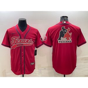 686210925363b_1 Men's Houston Texans Red Team Big Logo With Patch Cool Base Stitched Baseball Jersey