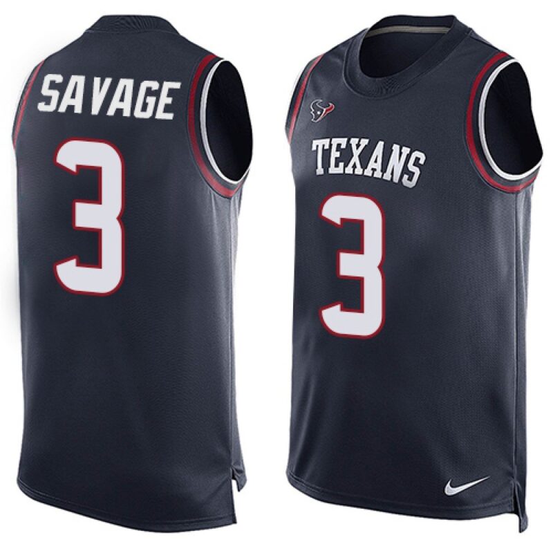 6862113cc973a_1 Texans #3 Tom Savage Navy Blue Team Color Men's Stitched NFL Limited Tank Top Jersey