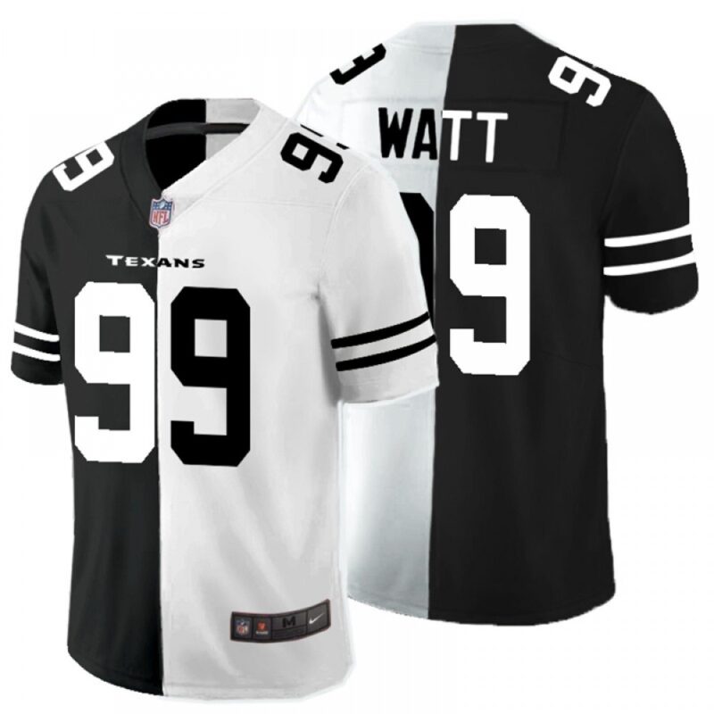 68621445bbb19_1 Men's Houston Texans #99 J.J. Watt Black & White Split Limited Stitched Jersey