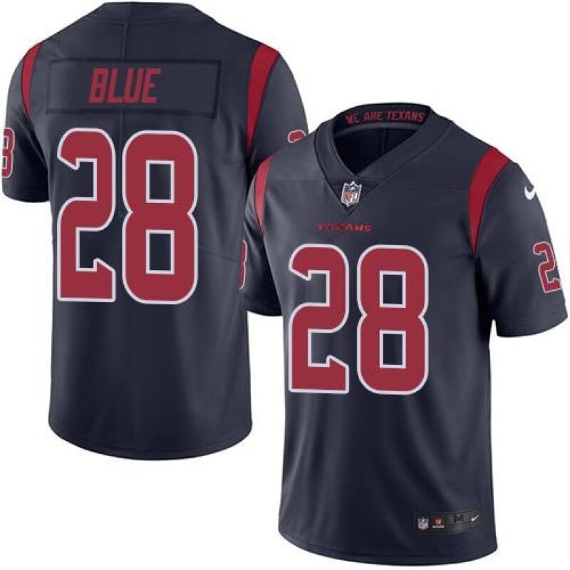 6862149282411_1 Texans #28 Alfred Blue Navy Blue Men's Stitched NFL Limited Rush Jersey