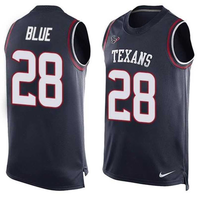 686214957e4ad_1 Texans #28 Alfred Blue Navy Blue Team Color Men's Stitched NFL Limited Tank Top Jersey