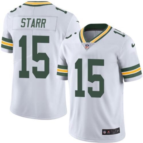 686214cd3b5e5_1 Packers #15 Bart Starr White Men's Stitched NFL Limited Rush Jersey