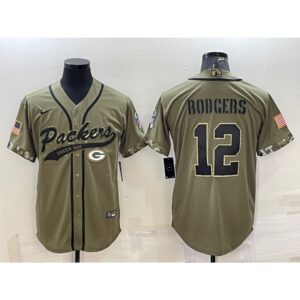 686215f0484a9_1 Men's Green Bay Packers #12 Aaron Rodgers Olive 2022 Salute to Service Cool Base Stitched Baseball Jersey