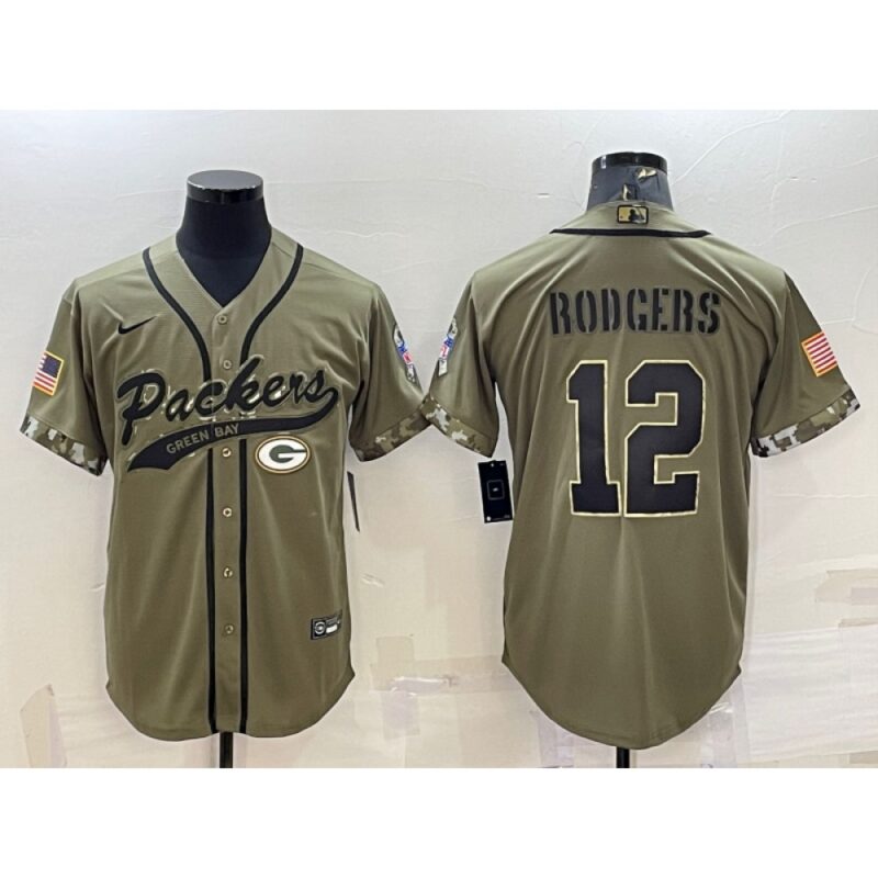 686215f0484a9_1 Men's Green Bay Packers #12 Aaron Rodgers Olive 2022 Salute to Service Cool Base Stitched Baseball Jersey